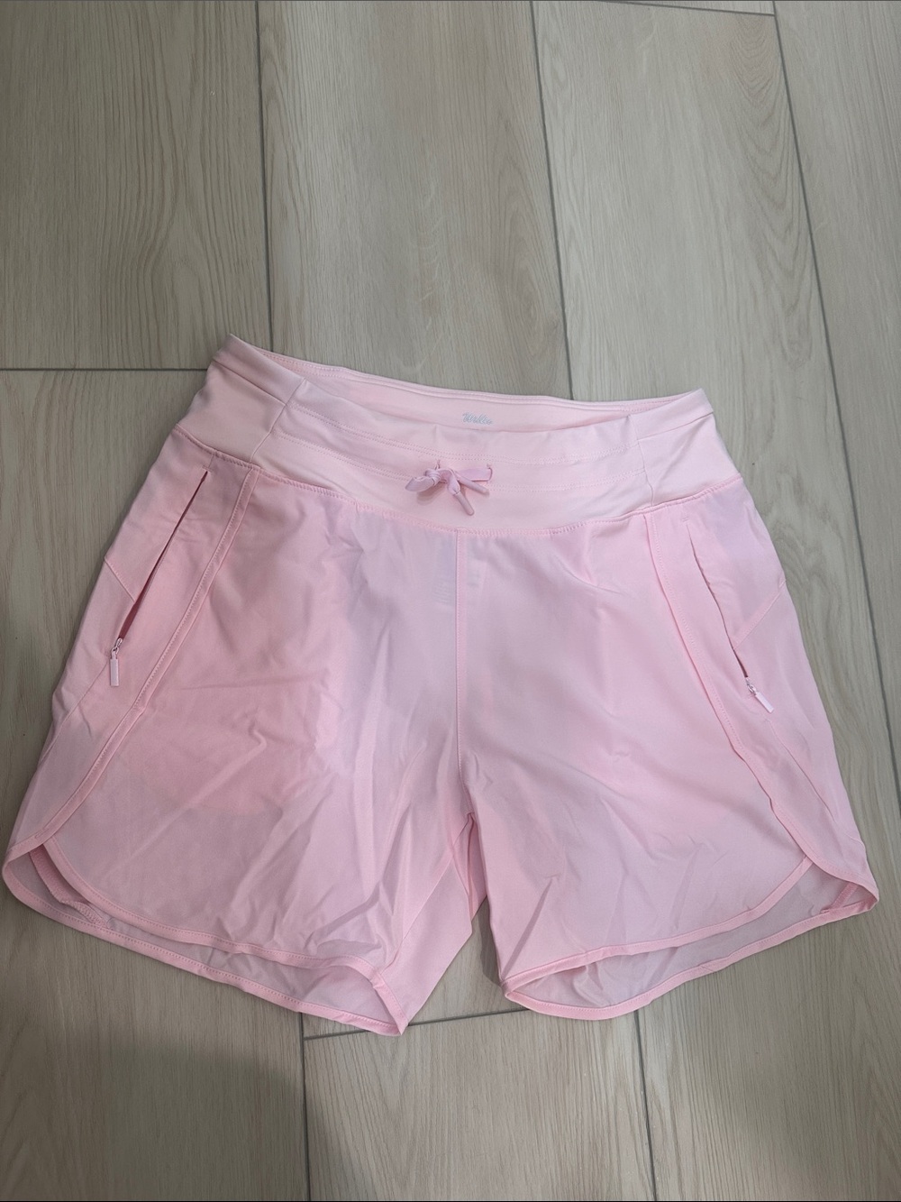 Women's Light Pink Athletic Shorts with Zip Pockets